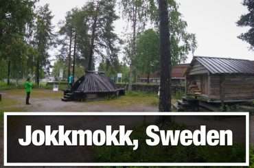 Traditional Saami huts in a cultural museum in Jokkmokk, Sweden during our virtual treadmill tour