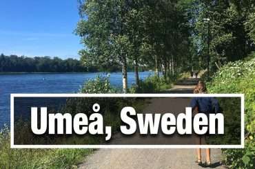 Umeå Sweden in summer city walk live and virtual tour through the city and along a river thumbnail