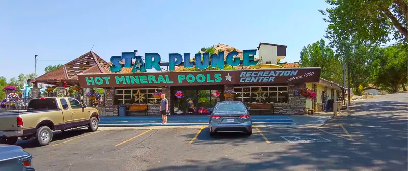 Entrance to the Star Plunge public hot springs in Thermopolis, Wyoming during our virtual walk tour