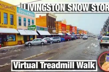 Downtown snowstorm in Livingston, MT on our walking tour