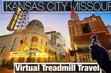 Evening lights on buildings in Kansas City, Missouri