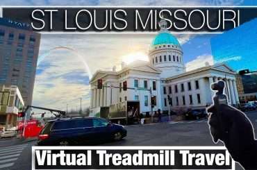 Gateway Arch and the Old Courthouse in St. Louis, Missouri on our 4k City Walk