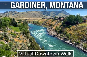 view of the Yellowstone River from the bridge in Gardiner, MT