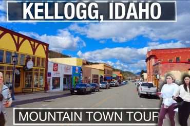 Old section of Kellogg Idaho on a virtual walking tour and city walk live