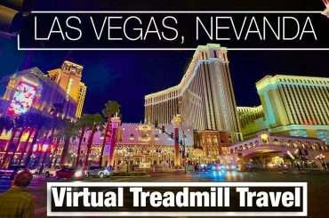 Lights and sights on the Las Vegas Strip for our night time treadmill walking tour