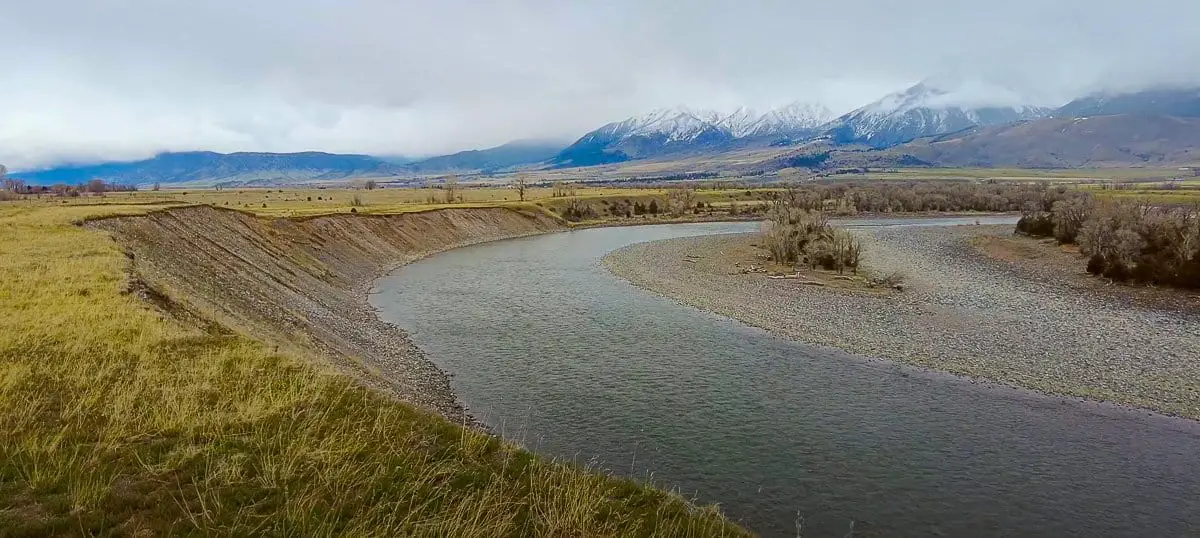 Yellowstone river and paradise valley from mallards rest in Montana