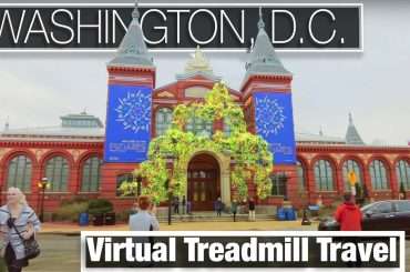 The Smithsonian Castle in Washington, D.C. on a virtual treadmill walk