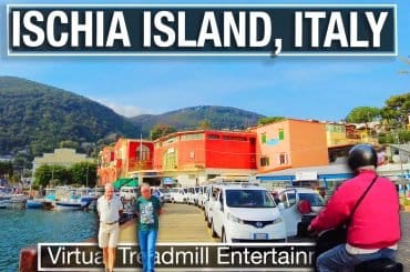 Tourists in the ferry port on Ischia island in Bay of Napoli