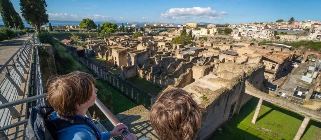 two boys looking down