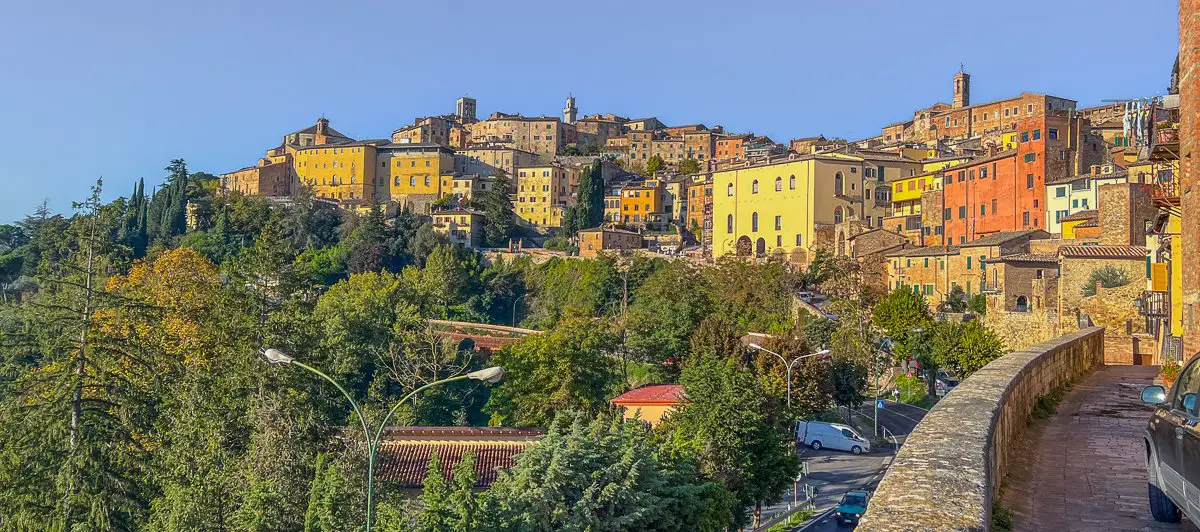 Houses of Montepulciano, Italy in the evening sun