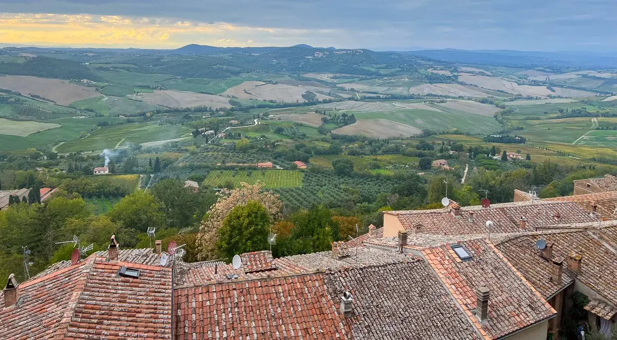 View of the Tuscan Countryside from the top of Montepulciano during our City Walk live