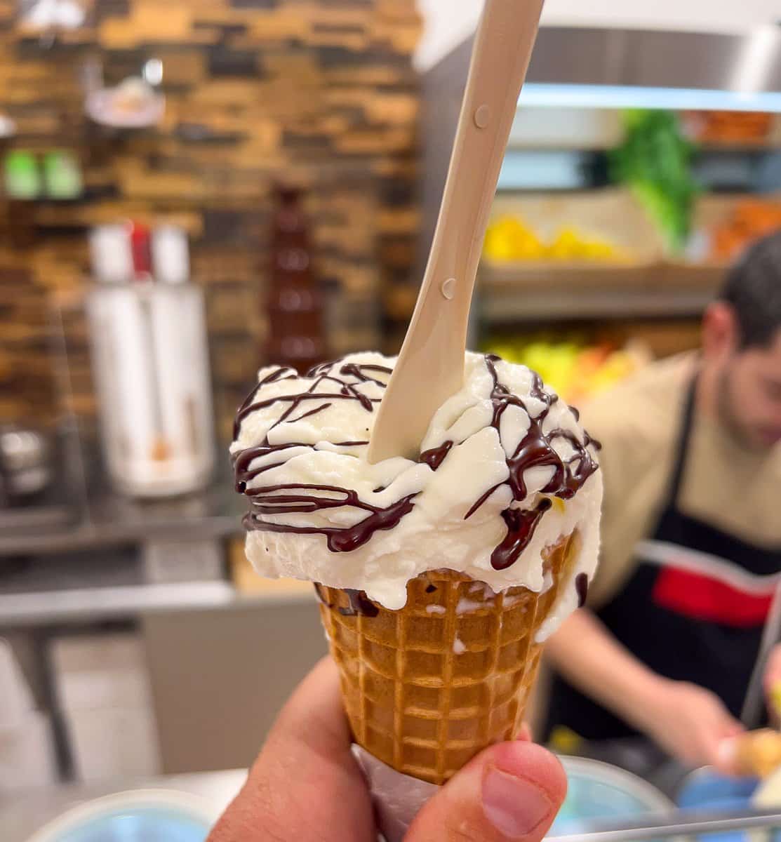 Gelato in a cone