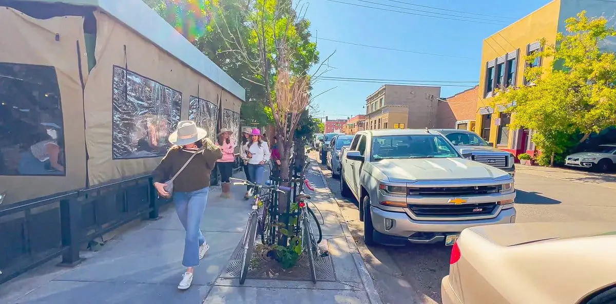 tourists in downtown bozeman, mt