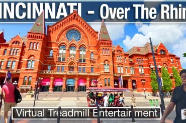 Cincinnati Music Hall building with peddle pub in foreground