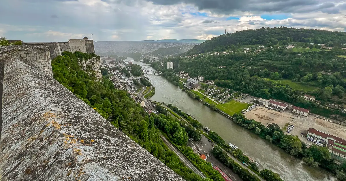 View from the fortress above Besançon, France where citywalks live