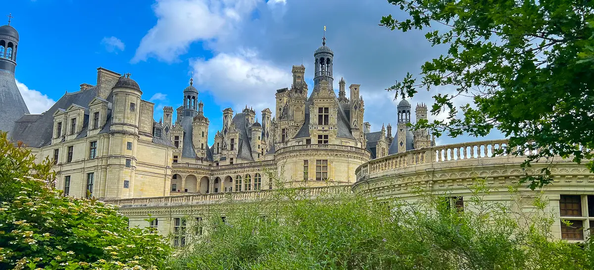 Roofline of Chambord Chateau prior to virtual walking tour