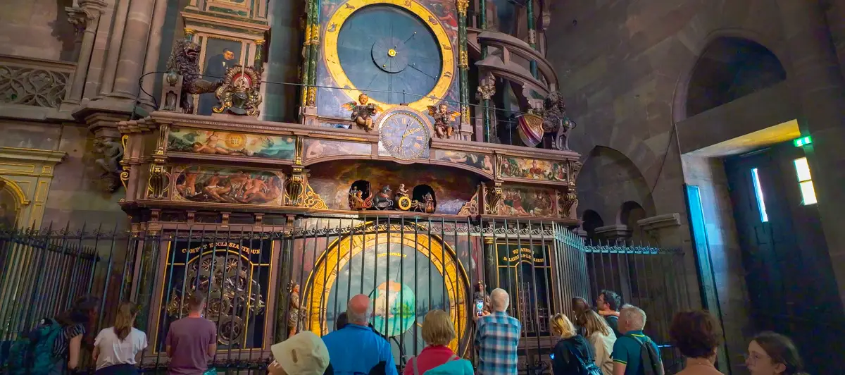 Astronomical clock in the Cathédrale Notre-Dame-de-Strasbourg during a free virtual walking tour