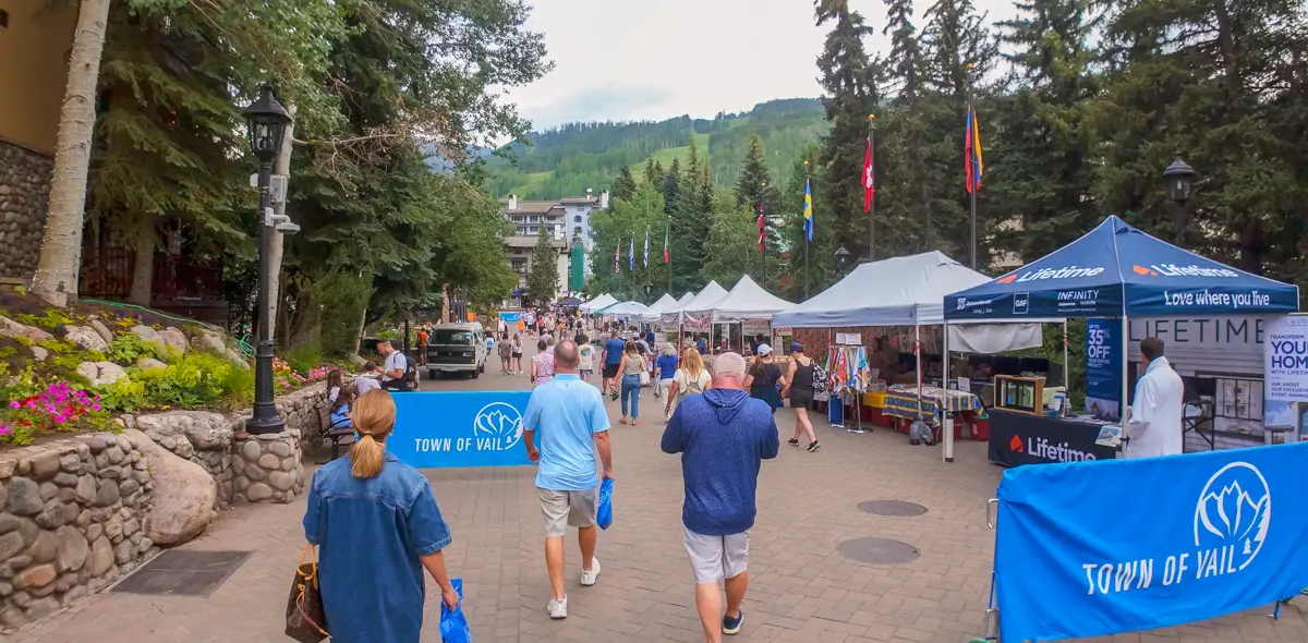 Vail farmers market as seen during our virtual walk through Vail