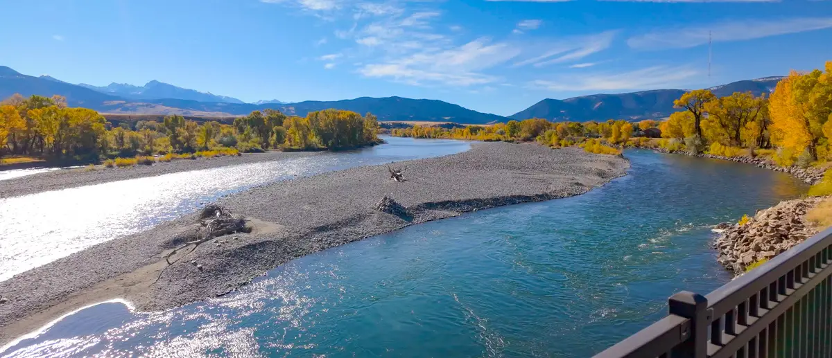 Looking South up the Yellowstone River on our virtual walk for treadmill